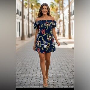 Amanda Uprichard Silk Floral Ethan Off Shoulder mini dress size medium